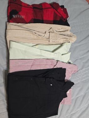 Mixed Button-Up Shirt Long Sleeve Bundle Size Large
